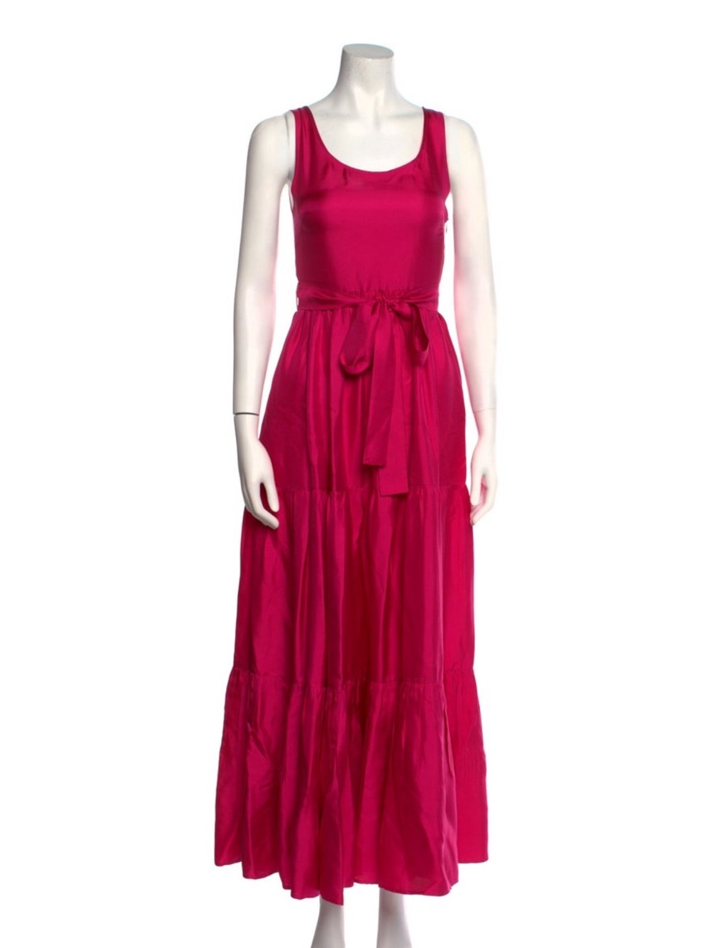 LA DoubleJ Fuchsia Sleeveless Maxi Dress with Waist Tie